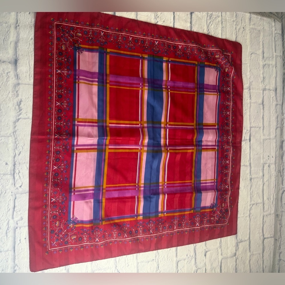 Vibrant Plaid Scarf. Red, Pink, and Blue Plaid. Artsy. Pop of Color.